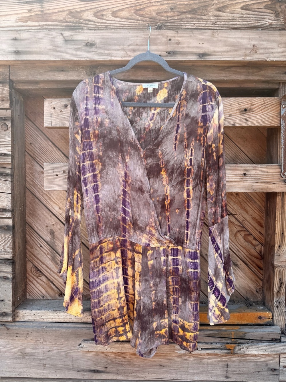 Umgee Purple & Yellow Tie-Dye Wrap Romper
